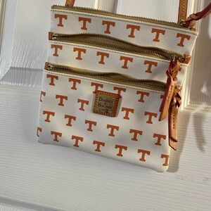 Dooney & Bourke White and Orange T-Print Crossbody